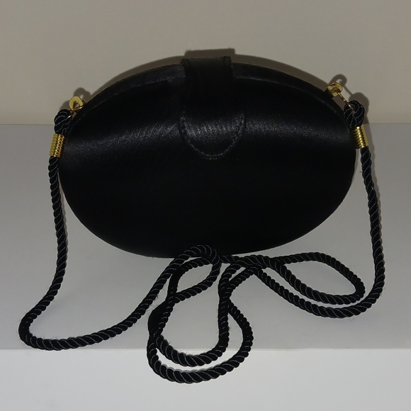 Whiting & Davis Black Satin Crossbody and/or Clutch - Picture 1 of 13